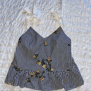 SHELN TIE white/black peplum yellow floral top
